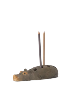 Hippo Hand-Carved Pencil Holder