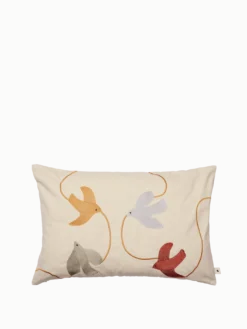 Swif Bird Embroidered Cushion Cover - Rectangular