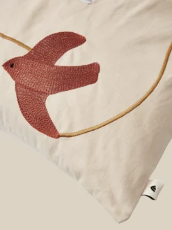 Swif Bird Embroidered Cushion Cover - Rectangular